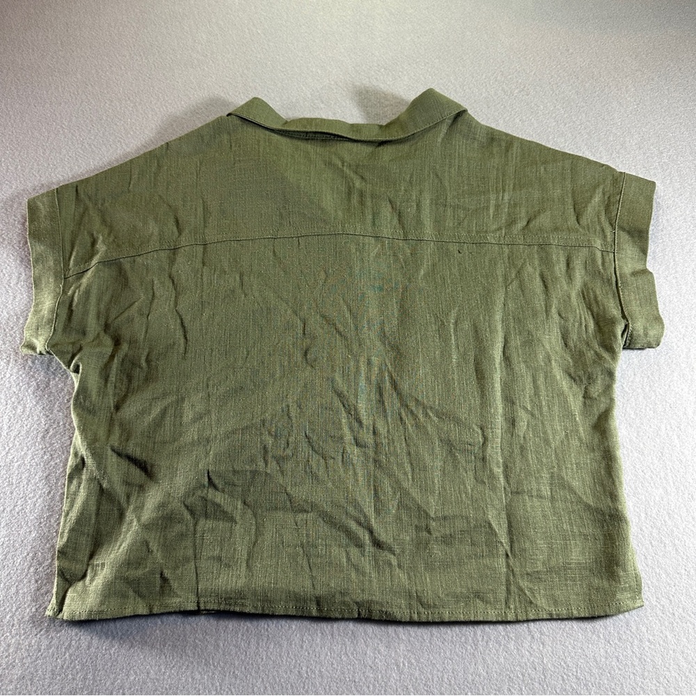 Miami for Francesca’s Women’s Small Green Button‎ Down Viscose/Linen Blend NWT - Picture 7 of 8